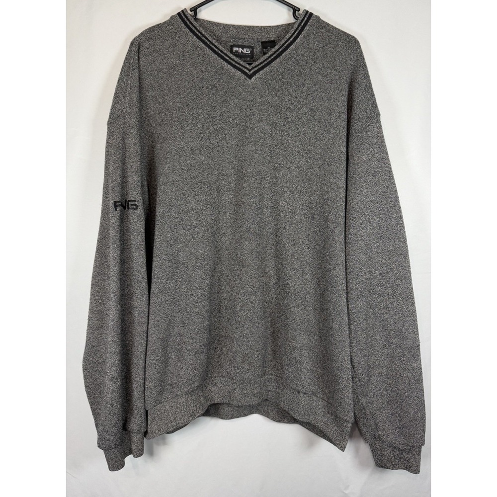PING Collection V-Neck Sweater Men's XL Black And Gray Lightweight Pullover
